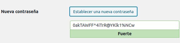 El sistema de generación de contraseñas de WordPress es muy seguro.